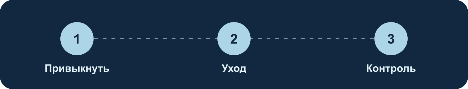 Зубы: привыкание, уход, контроль: Привыкнуть, Уход, Контроль