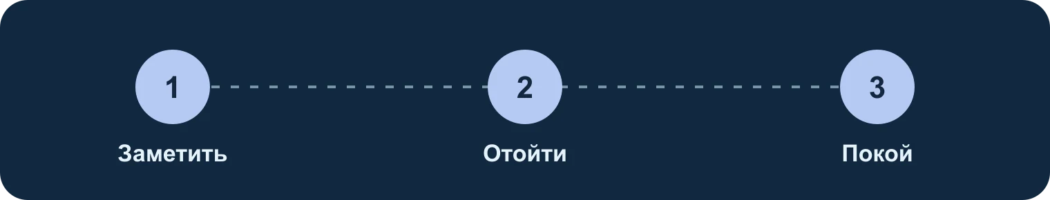 Прогулка: заметить, отойти, успокоиться: Заметить, Отойти, Покой